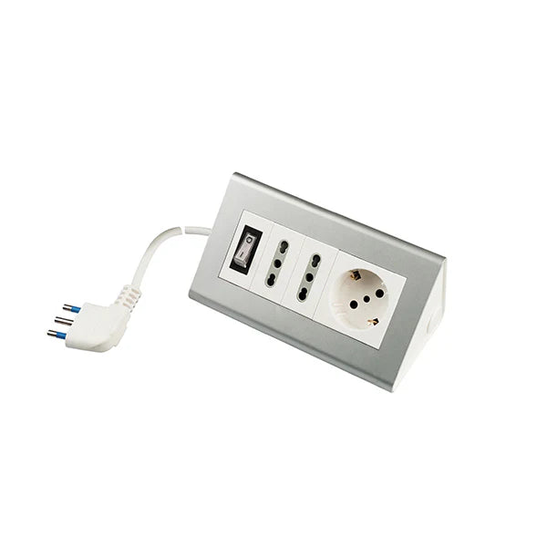 Multipresa 3 Prese Bivalenti + Schuko Polypool con Interruttore Multipresa 3 Prese Bivalenti + Schuko Polypool con Interruttore